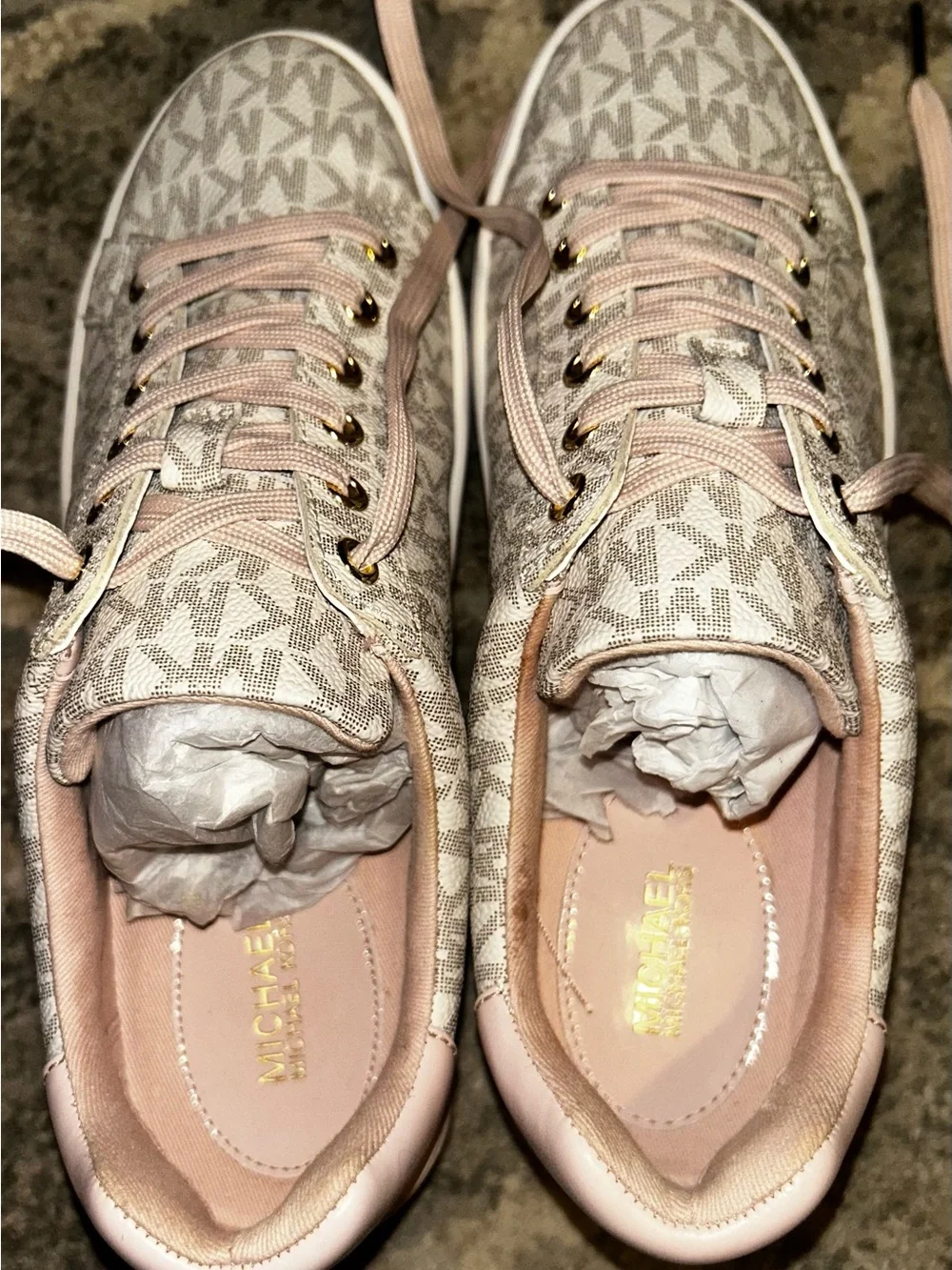 Michael Kors Poppy Mini MK Logo Sneakers Powder Blush Women’s Size 7